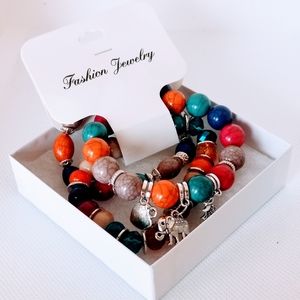 Bohemian Natural Stone Beads Bracelet 3 Pcs/Set